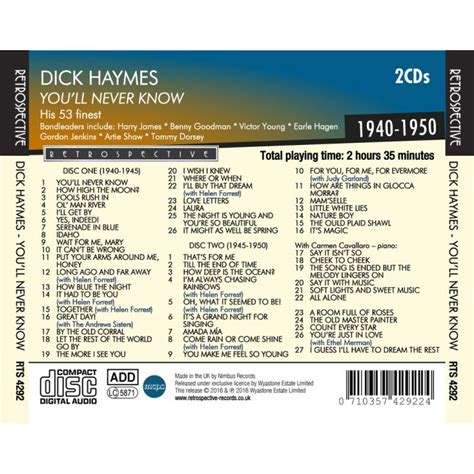 Dick Haymes You Ll Never Know His Finest