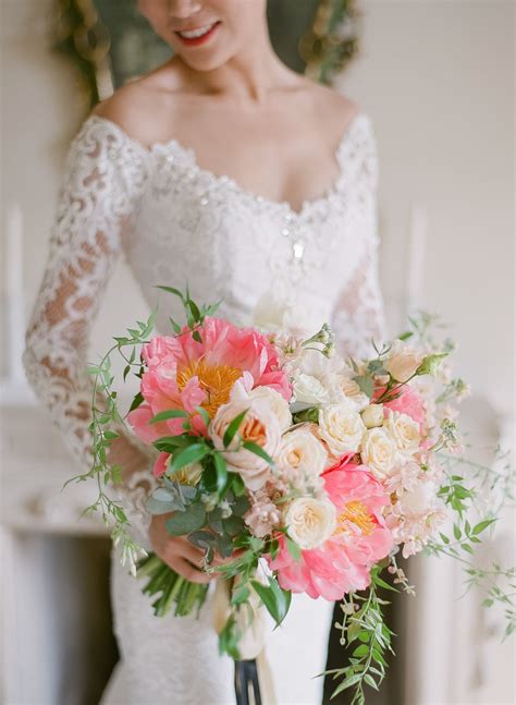 Pretty Pink Rose And Peony Bouquets Worlds Best Wedding Photography