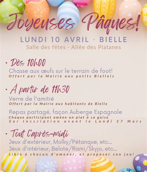 Pâques à BIELLE Lundi 10 avril 2023 Mairie de BIELLE Site officiel