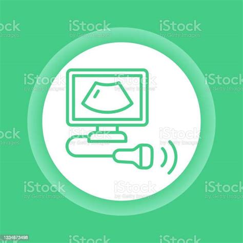 Ultrasonic Diagnostic System Color Line Icon Stock Illustration