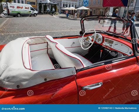 VYSOKE MYTO, CZECH REPUBLIC - Sept. 09. 2018. White Leather Interior of ...