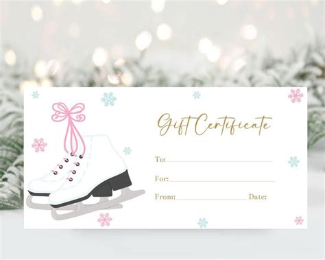 Printable Ice Skating Gift Certificate Voucher Template Christmas Gift