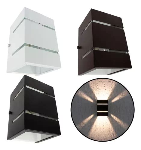 5x Arandela Externa 2 Focos Friso Parede Muro Led Incluso Cor Preto