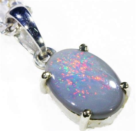 Black Opal Set In 18k White Gold Pendant CF 1145 Black Opal White