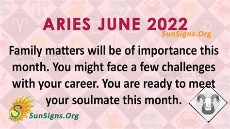 Aries June 2022 Monthly Horoscope Predictions SunSigns Org