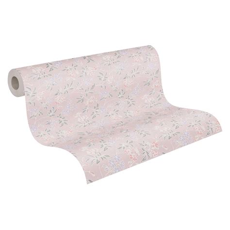 Bl Mchen Tapete Mit Bl Ten Rosa Creme Blumen Mustertapete Modern