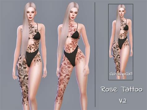 The Sims Resource Rose Tattoo V2 Sims 4 Tattoos Sims 4 Sims 4