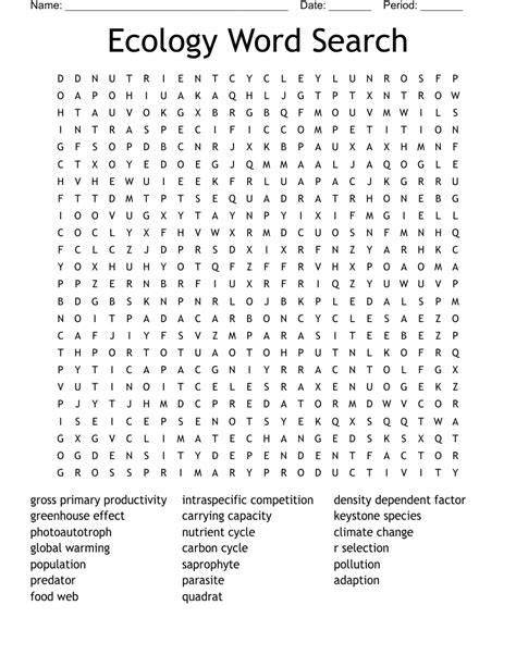 Ecology Word Search WordMint