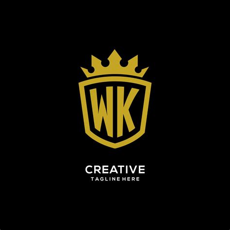 Initial WK Logo Shield Crown Style Luxury Elegant Monogram Logo Design