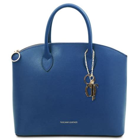 TL KeyLuck Borsa Shopping In Pelle Blu TL142212