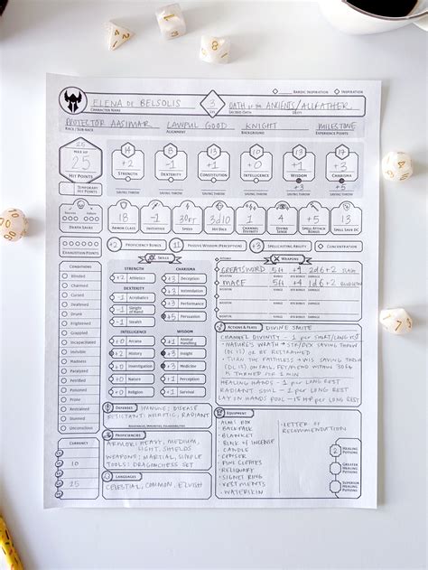 Paladin Custom Character Sheet Dnd 5e Printable And Etsy