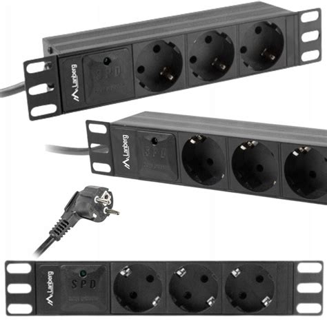 LISTWA ZASILAJĄCA RACK PDU 10 LANBERG 1U 16A 2M 3X SCHUKO CZARNA