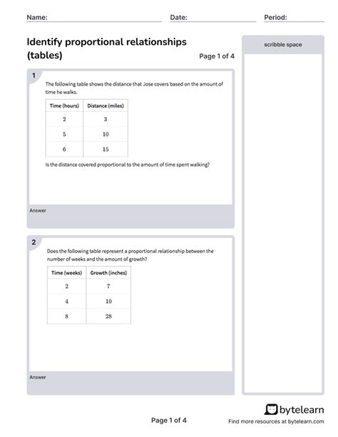 Identify Proportional Relationships Tables Worksheets [pdf] 7 Ee A 2 7th Grade Math