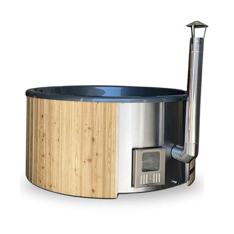 Hot Tub Lärche 200 cm Badefass mit integriertem Holzofen und Acryl Einsatz Hot Tubs Sauna