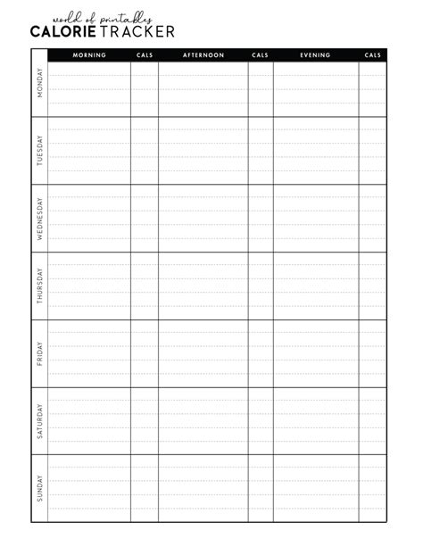 Free Printable Calorie Tracker World Of Printables