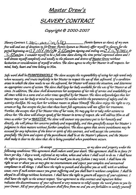 One Pimp S Sex Slave Contract The Smoking Gun