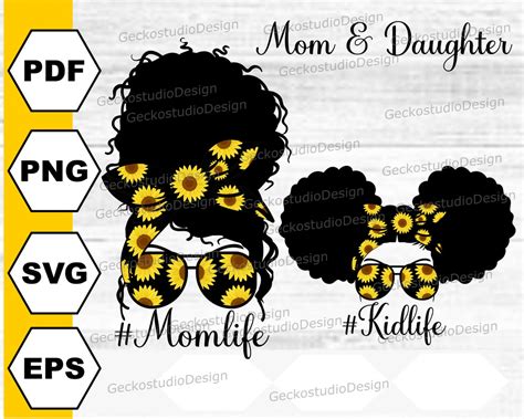 Sunflower Afro Mom Svg Sunflower Mom Life Svg Sunflower Girl Etsy