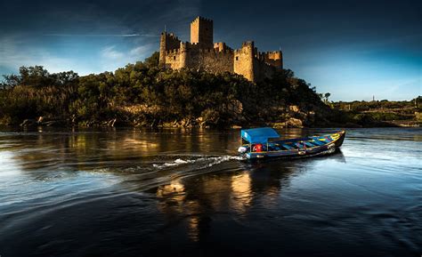 HD wallpaper: almourol, boats, castle, castles, cities, portugal ...