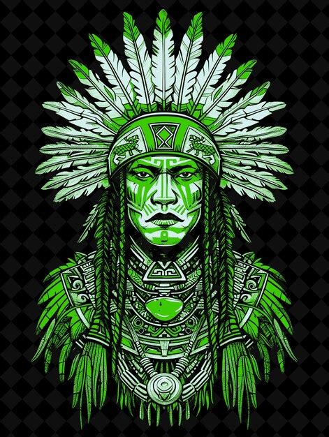 Premium Psd Mayan Man Portrait Wearing A Traditional Feathered