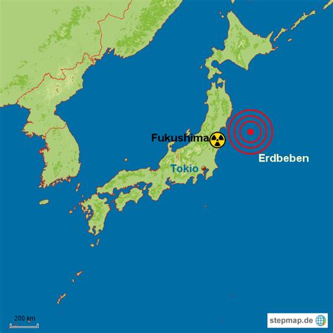 StepMap Erdbeben und Tsunami in Japan Landkarte für Japan