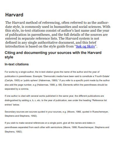 Harvard Reference Style - 29+ Examples, Format, How to write, PDF