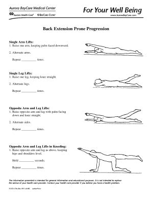 Fillable Online ahc aurorahealthcare Back Extension Prone Progression ...