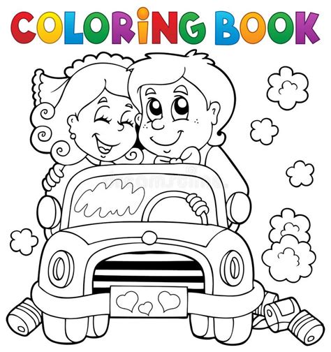 Coloring Book Wedding Car Stock Vector Illustration Of Beautiful