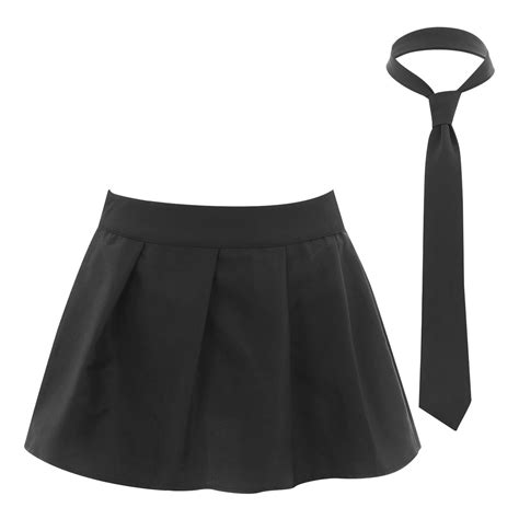 Women Japanese Schoolgirls Role Play Uniforms Zipper Plaid Pleated Mini Skirt Necktie Set Sexy