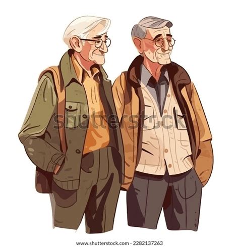 Old Gay Couple Partners Man Vector Stock Vector Royalty Free Shutterstock