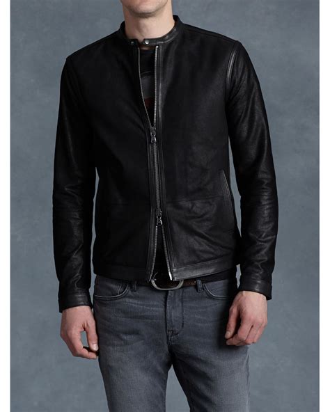 John Varvatos Leather Racer Jacket In Black For Men Lyst