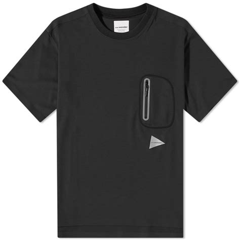 And Wander Seamless Zip Pocket T Shirt Black End Uk