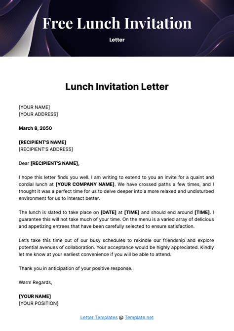 Lunch Invitation Email Template 10