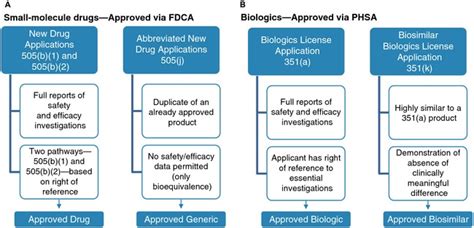 Approval Pathways For A Small Molecule Drugs Versus Generics And B