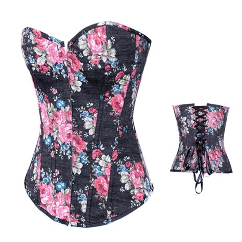 Floral Cowboy Corset With G String Print Women Corsets In Bustiers