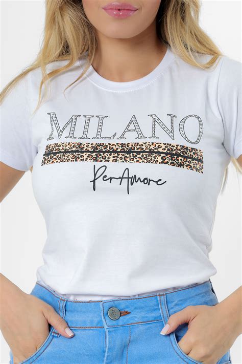 T Shirt Milano Strass Per Amore Branco Atacado Tshirt Use Criativa