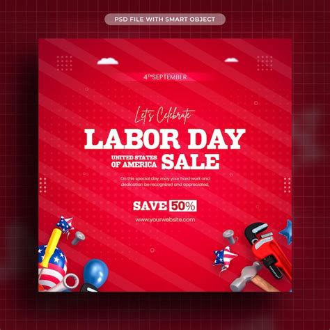 Premium PSD Realistic Labour Day Social Media Promo Template