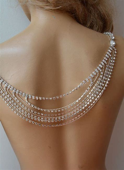 Shoulder Jewelry Bridal Shoulder Necklace Silver Rhinestone Etsy In