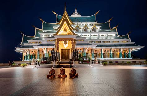 priest buddhist monk meditation front temple beautiful | Stock image ...