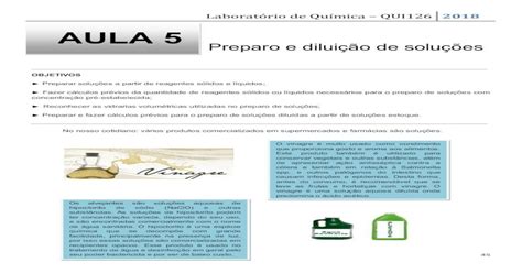 Laboratório De Química Qui126 · Calcule O Volume De Uma Solução De ácido Sulfúrico 6 Mol L