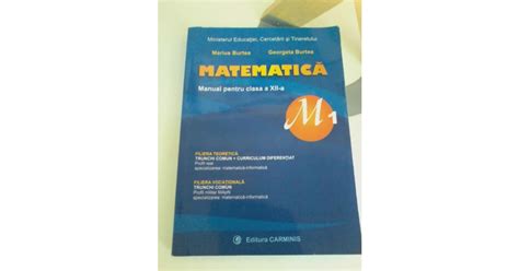 Marius Burtea Manual De Matematica Pentru Clasa XII A Profil M1