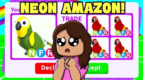 Trading Worlds First Neon AMAZON PARROT Adopt Me YouTube