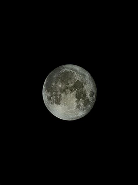 Mesmerizing View Of Full Moon In The Dark Black Sky At Night Stock