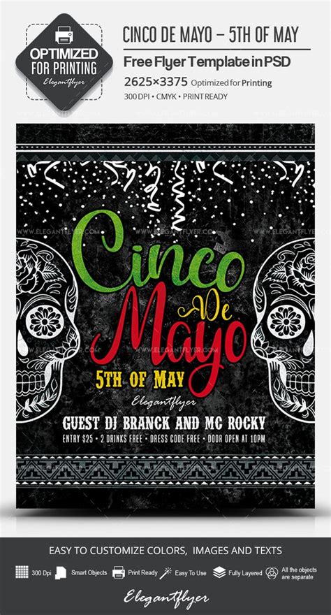 Noir Exclusif Cinco de Mayo 5 mai Free Modèle de flyer PSD gratuit