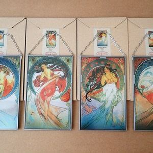 X Alphonse Mucha The Four Arts Poetry Dance Music Painting X Stained