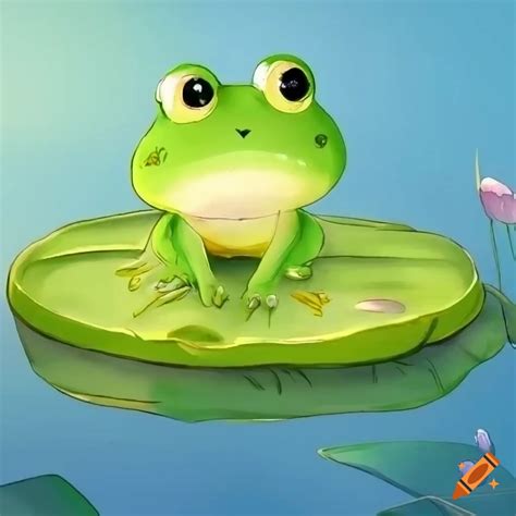 Cartoon Frog On Lily Pad