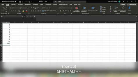 Excel Basics Summen Bilden Statusleiste Shortcut Youtube