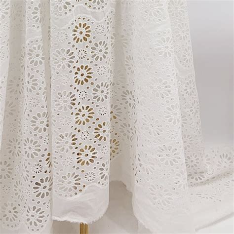 White Cotton Eyelet Fabric Etsy