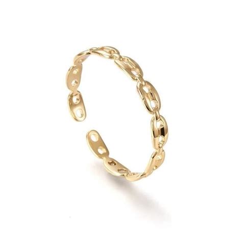 Bracelet Femme Rigide Ajustable Maille Grain De Caf Plaqu Or Jaune