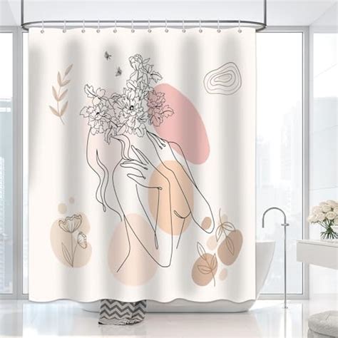 Dltay Abstract Woman Shower Curtain Mid Century Modern