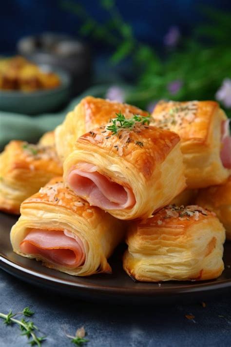 Blätterteig Schnecken mit Schinken und Käse Perfektes Fingerfood zum Sekt